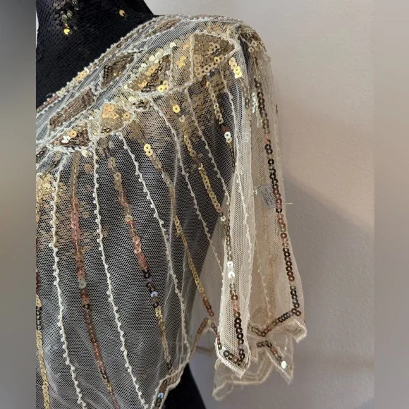 NWOT Rachel Zoe Gold Sequin Bolero Jacket Size O/S - Picture 3 of 7